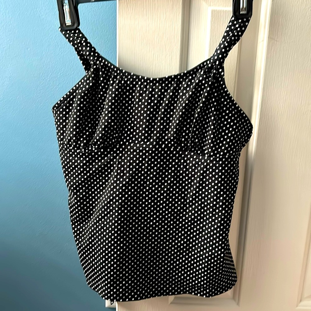 Black polka dot tankini top